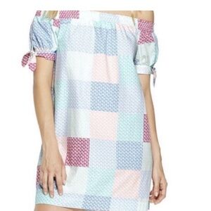 Vineyard Vines for Target Whale Patchwork Off the Shoulder Mini Dress
